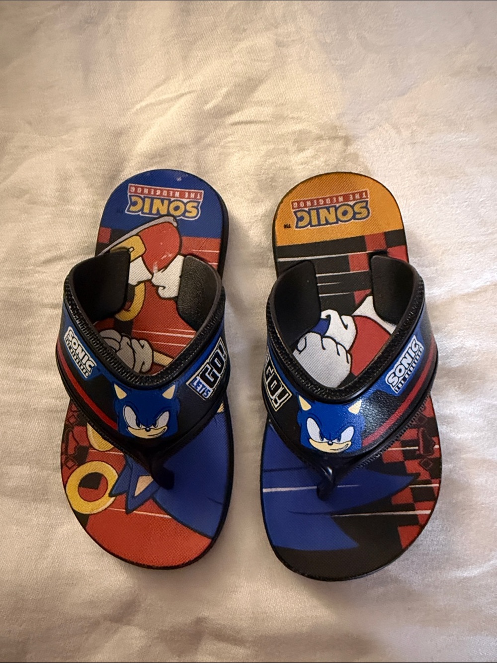 Sonic Kids Blue and Red Character Flip Flops